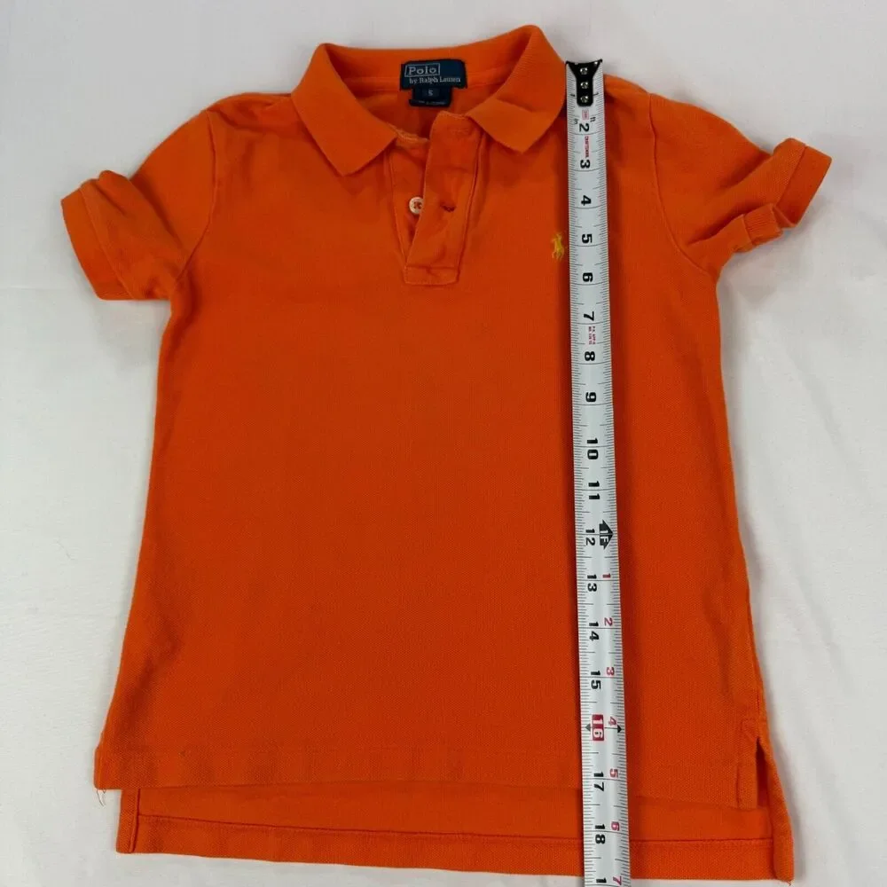 Vintage Ralph Lauren Youth Boys Orange Polo Shirt Size 5 Short Sleeve
